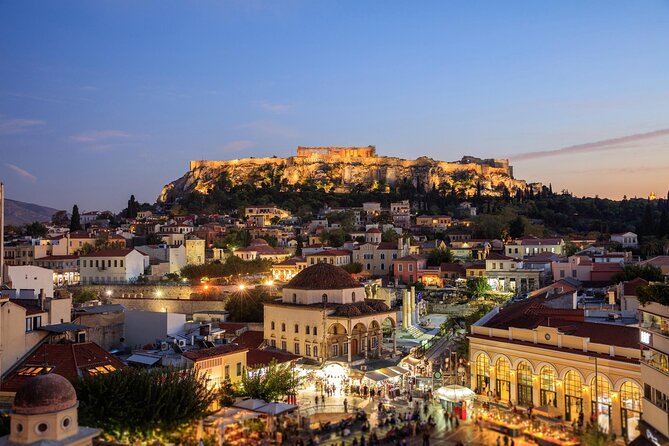 "Athens in a Glimpse with Cruise Port Pickup & Drop-Off" - Monastiraki and the ancient city below