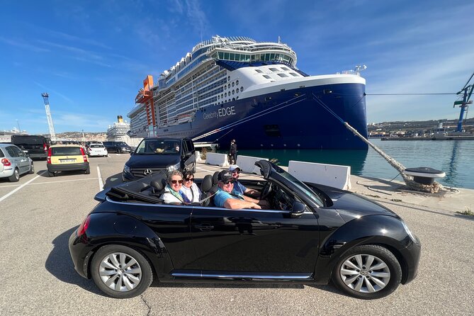 Drive by cabriolet from Marseille cruise port to cassis - The Old Port, Prado Beaches, and Marseille Viewpoints