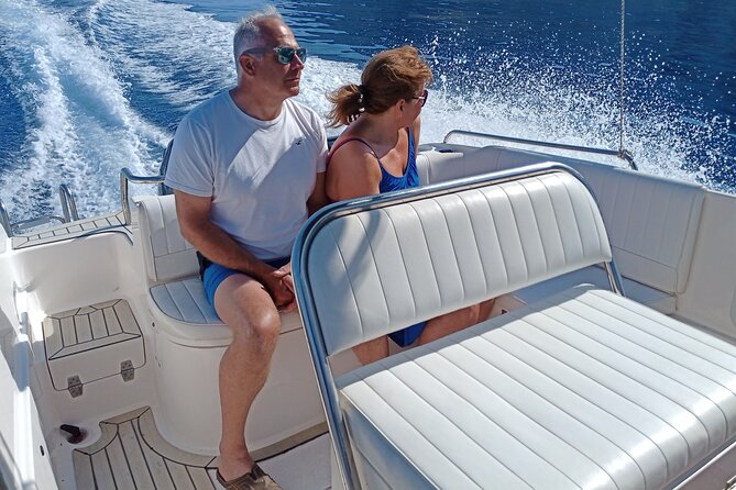 Private Luxury 6.5m 140hp Speedboat cruise Shipwreck & Blue Caves - Leaving Psarou Harbor for the western coast