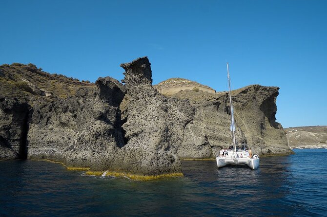 Private Luxury Santorini Catamaran Cruise with Port Pickup - Sunset sailing changes the mood