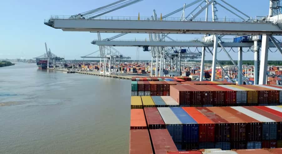 Savannah: Cruise Port Tour - Container ships, port operations, and changing views