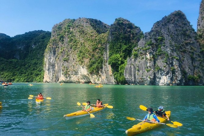 VIP Ha Long Bay 6 hour FUJI cruise with latest luxury cruise ship + limousine + highway + dinner for Japanese only - Kayaking or bamboo boat through the bay